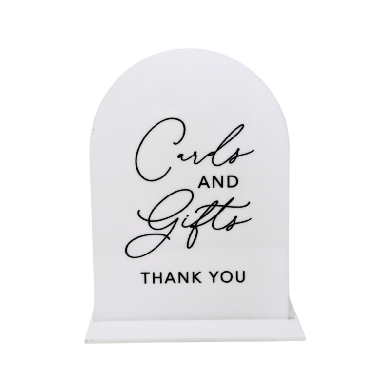 SHELLY White Acrylic Cards_Gifts Sign