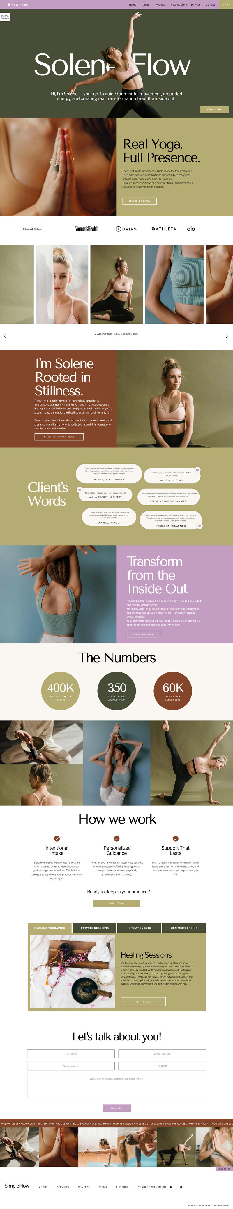 Preview of the Nicky Showit website template designed for coaches, mentors, and podcasters. Perfect for creating a professional and modern online presence