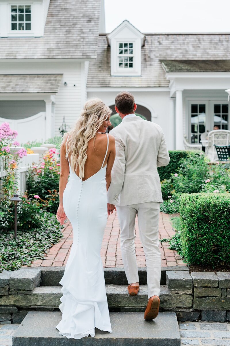 Bride and groom embracing each other