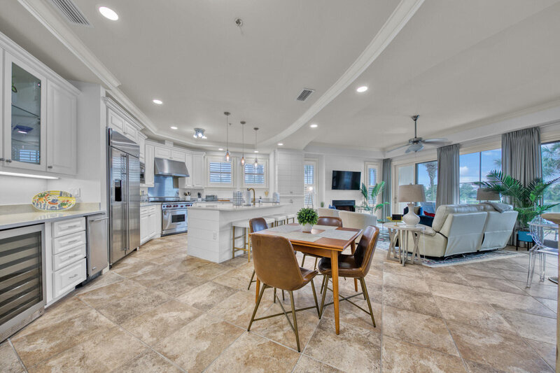 open living space with large kitchen and dining table