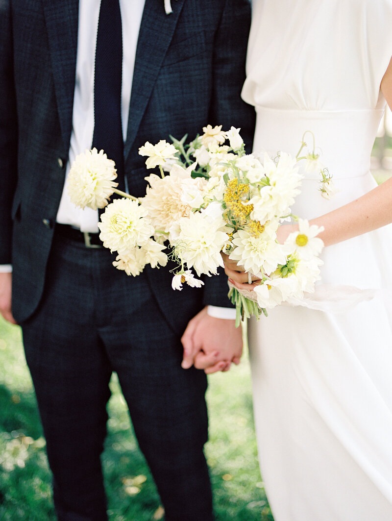 Bride holding flowers