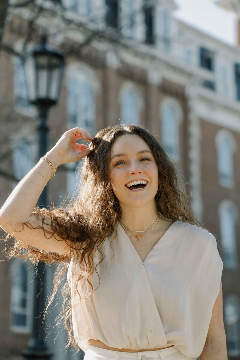 Happy woman in the city