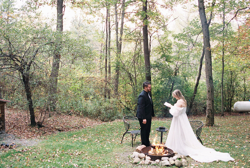 Reaction to bride at first look at Finger lakes wedding, New York