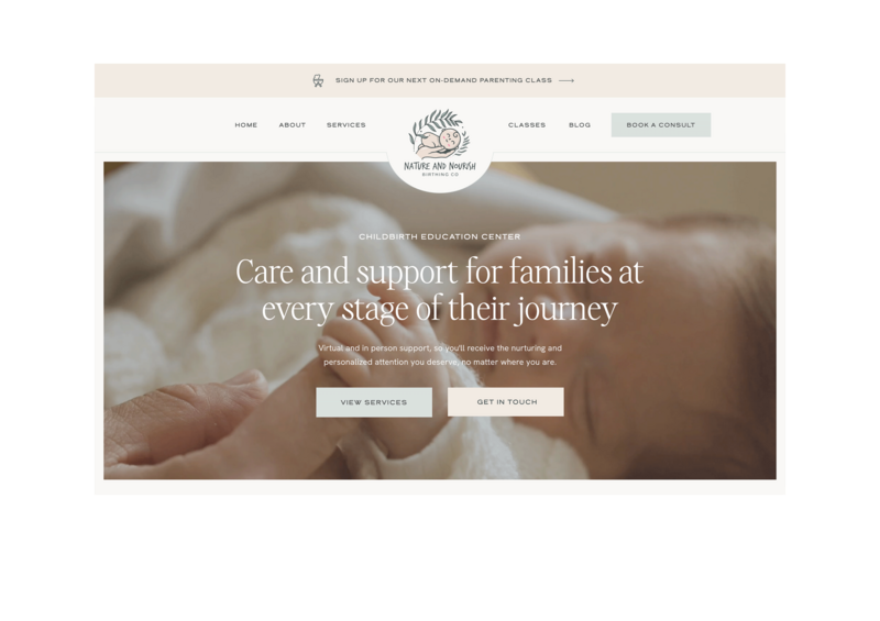 Custom Showit Website Design for Childbirth Support Business