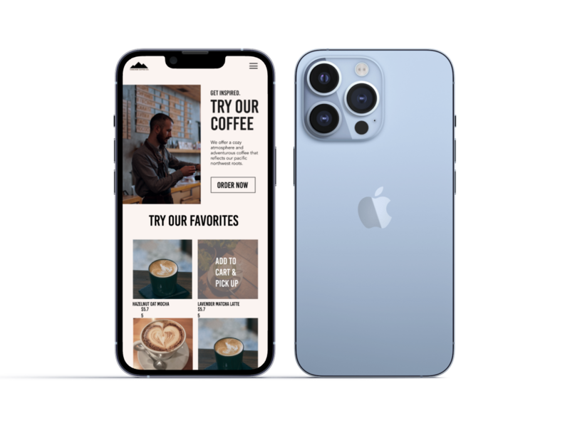 Coffee Shop Website iphone mockup