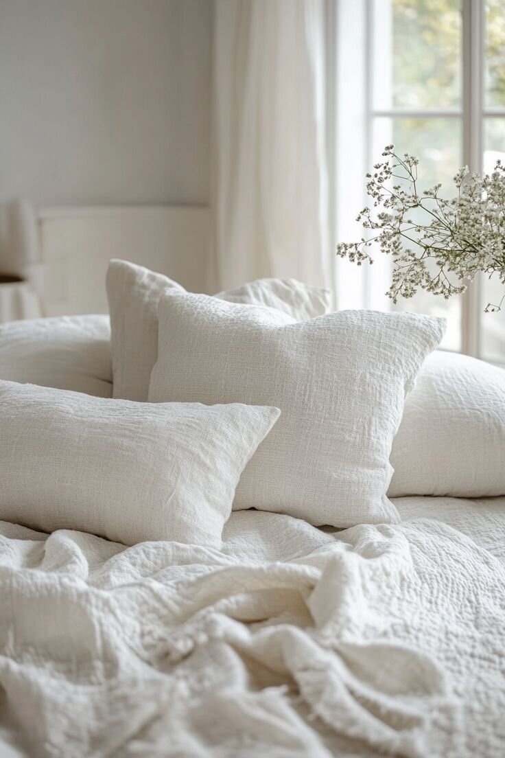 white flax linen bedding