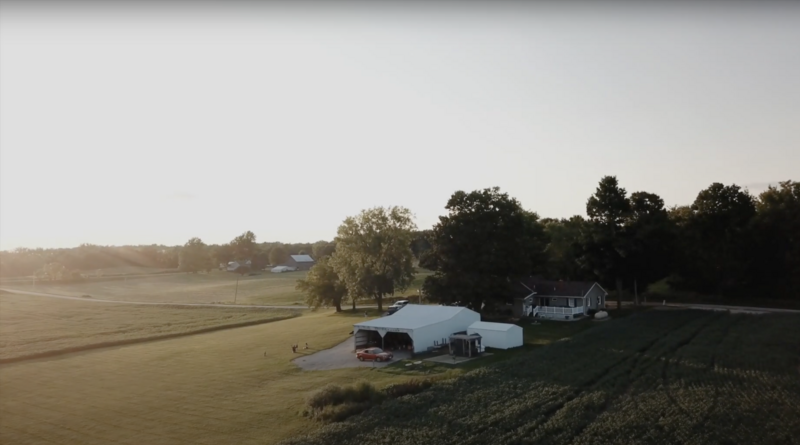 drone shot of an old farm house