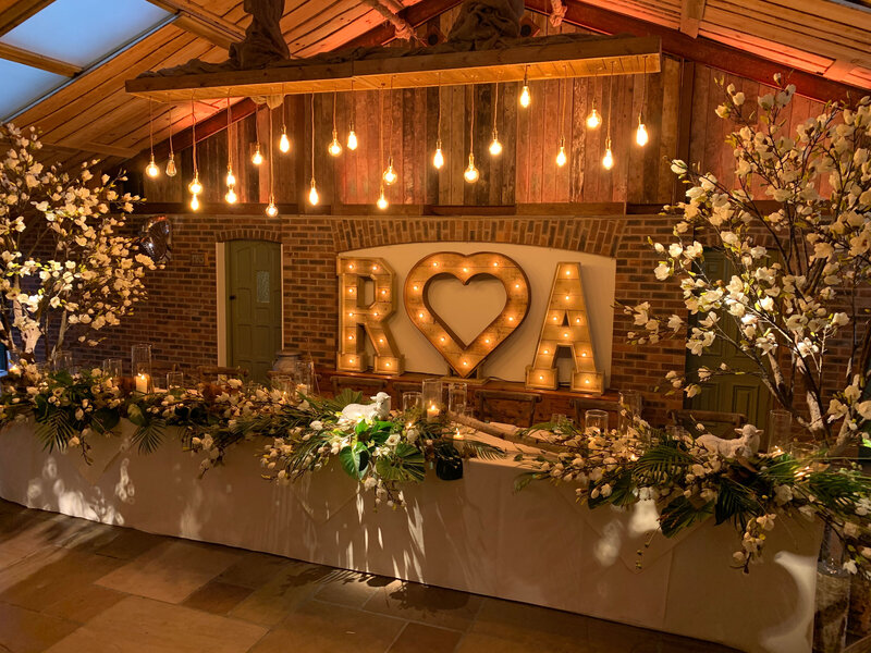 Light up letter hire, Rustic Initials, THE WORD IS LOVE, Manchester, Cheshire
