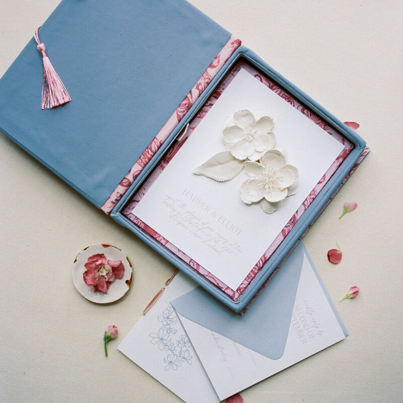 dominique alba custom boxed wedding invitations ig