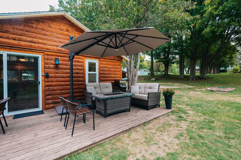 Patio furniture outside cedar lake house