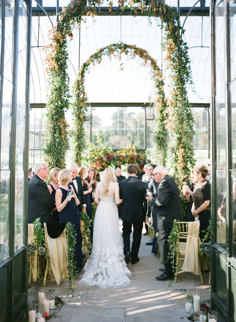 54-KTMerry-weddings-bridal-processional-Ballyfin-greenhouse-Ireland