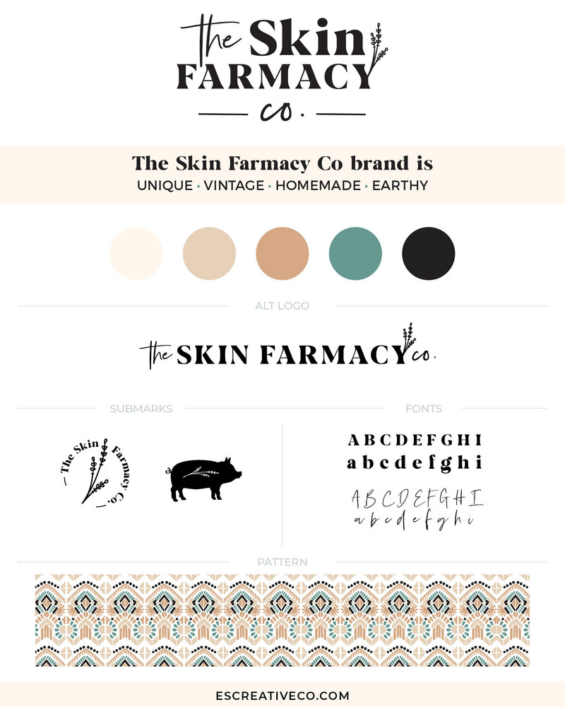 vintage, boho chic logo and brand design for skin care specialist based in Columbus, OH