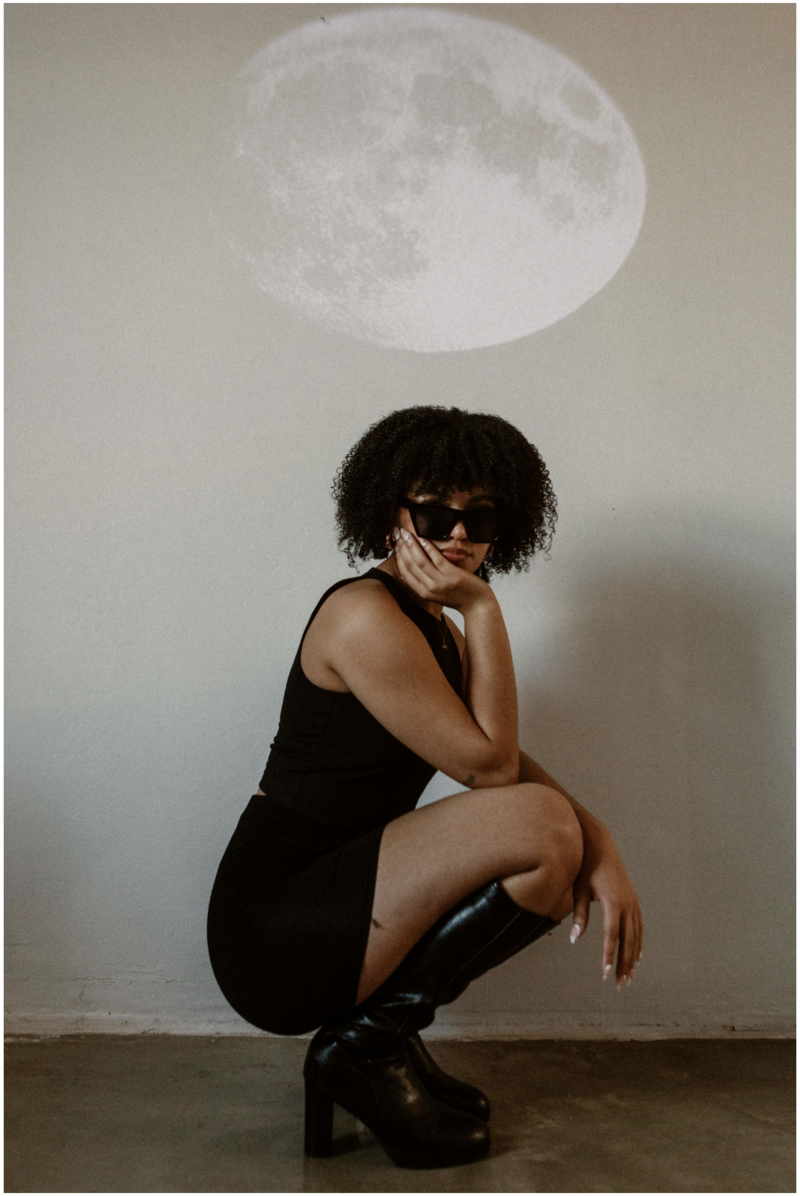 Brand imagery for Starlight Esthetics, featuring celestial-inspired visuals and feminine minimalism by Her Higher Standard Design Studio in Phoenix.