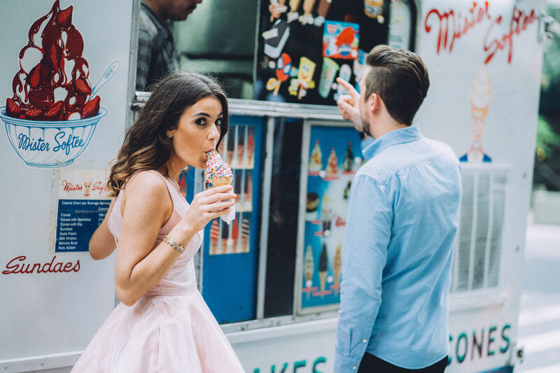 Madison eating ice cream in a pink dress