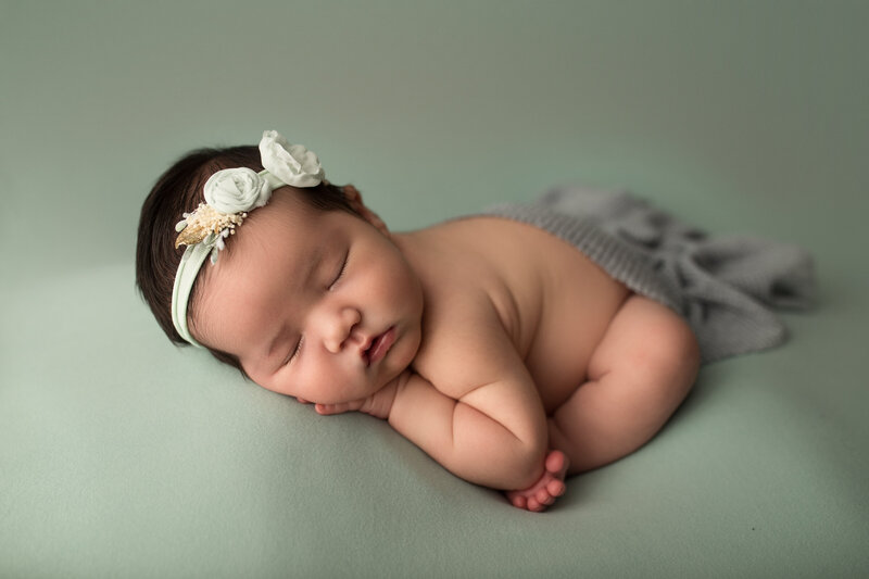newborn baby girl sleeping in los angeles studio