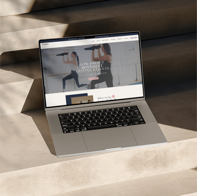 Forme Barre website shown on a laptop