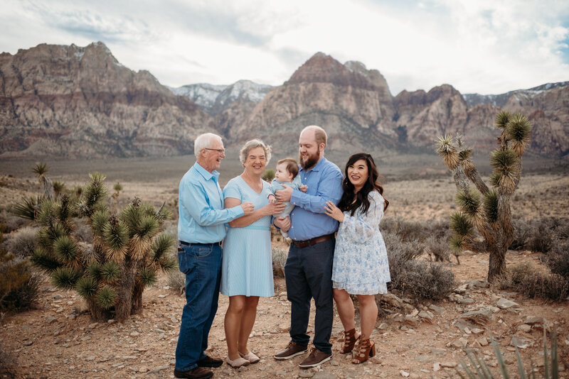 Candid photos of a multi-generational photoshoot