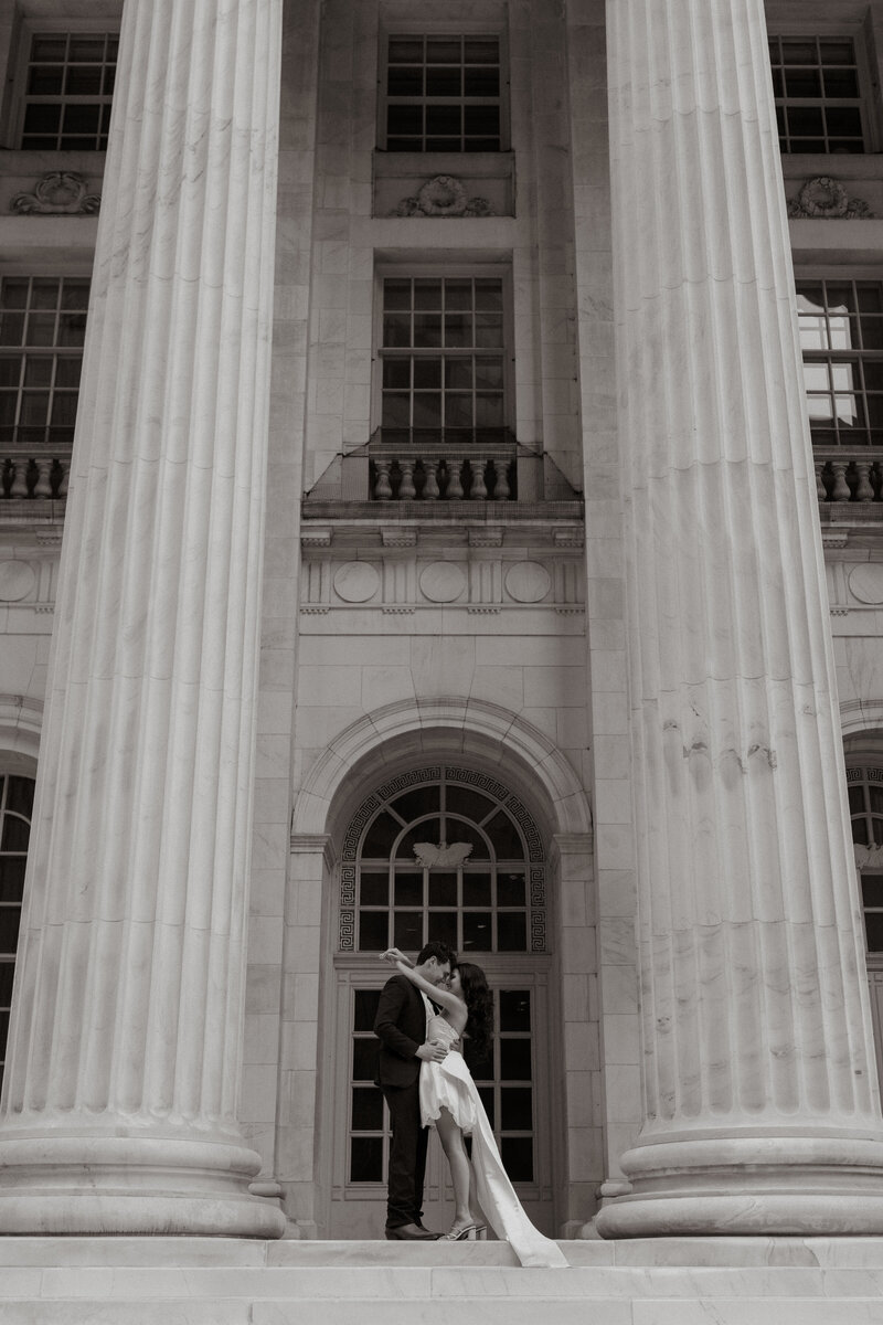 Bride and groom at courthouse