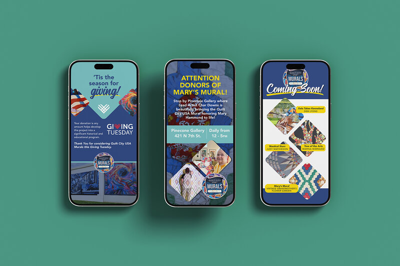 social media graphic design for Quilt City USA murals design by Amanda Newman Design in Paducah, Kentucky