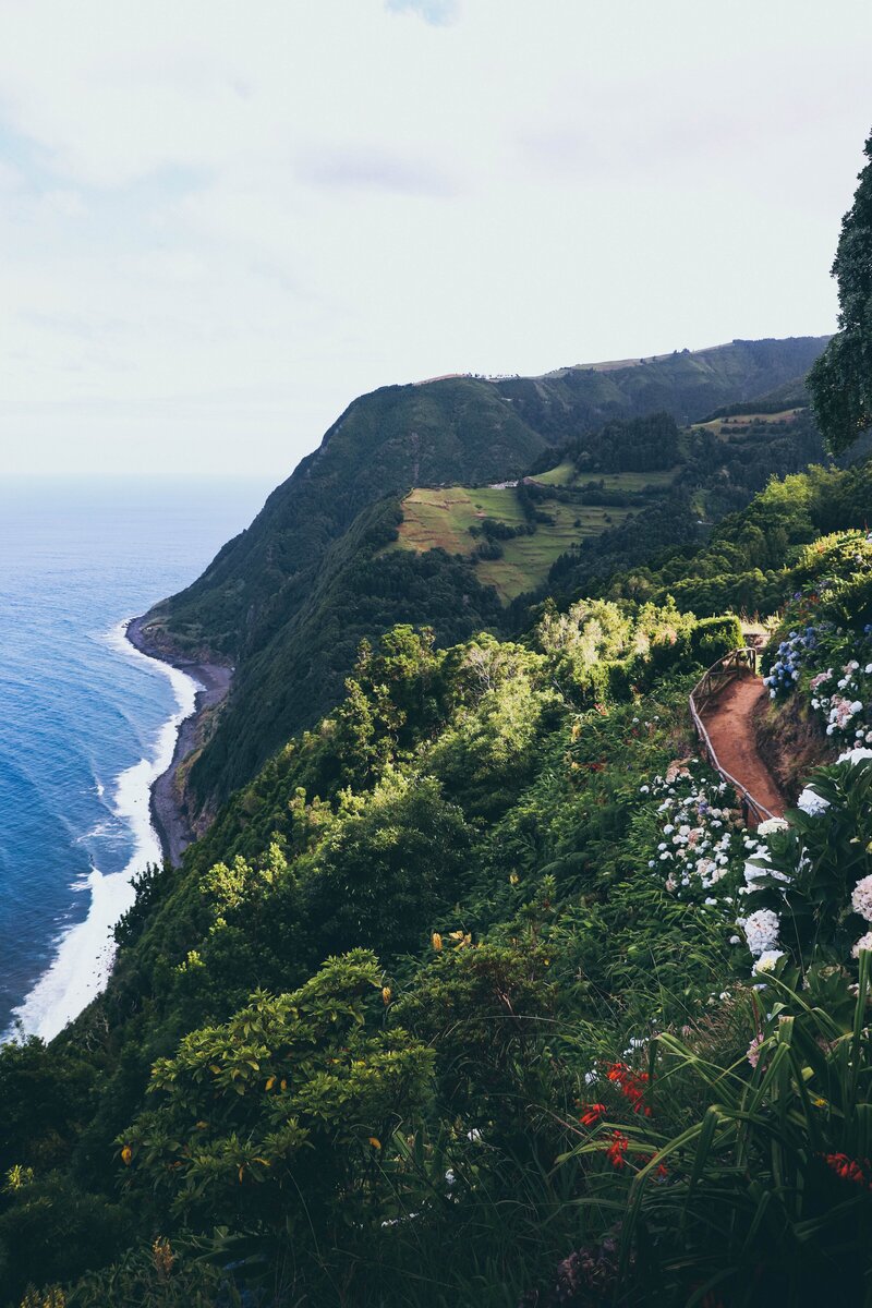 Point de vue sur les versants abrupts de l'île de Sao Jorge, aux Açores