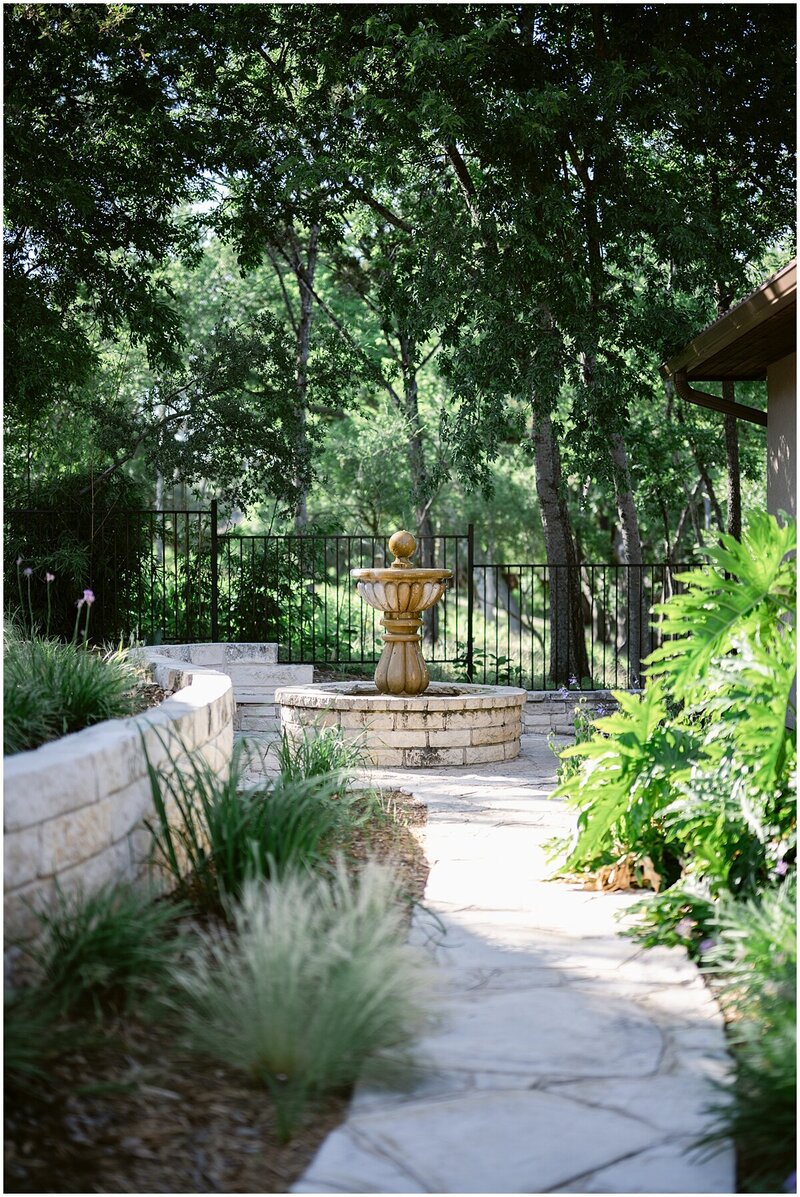 Fountain on the grounds of Messina Inn in Wimberley