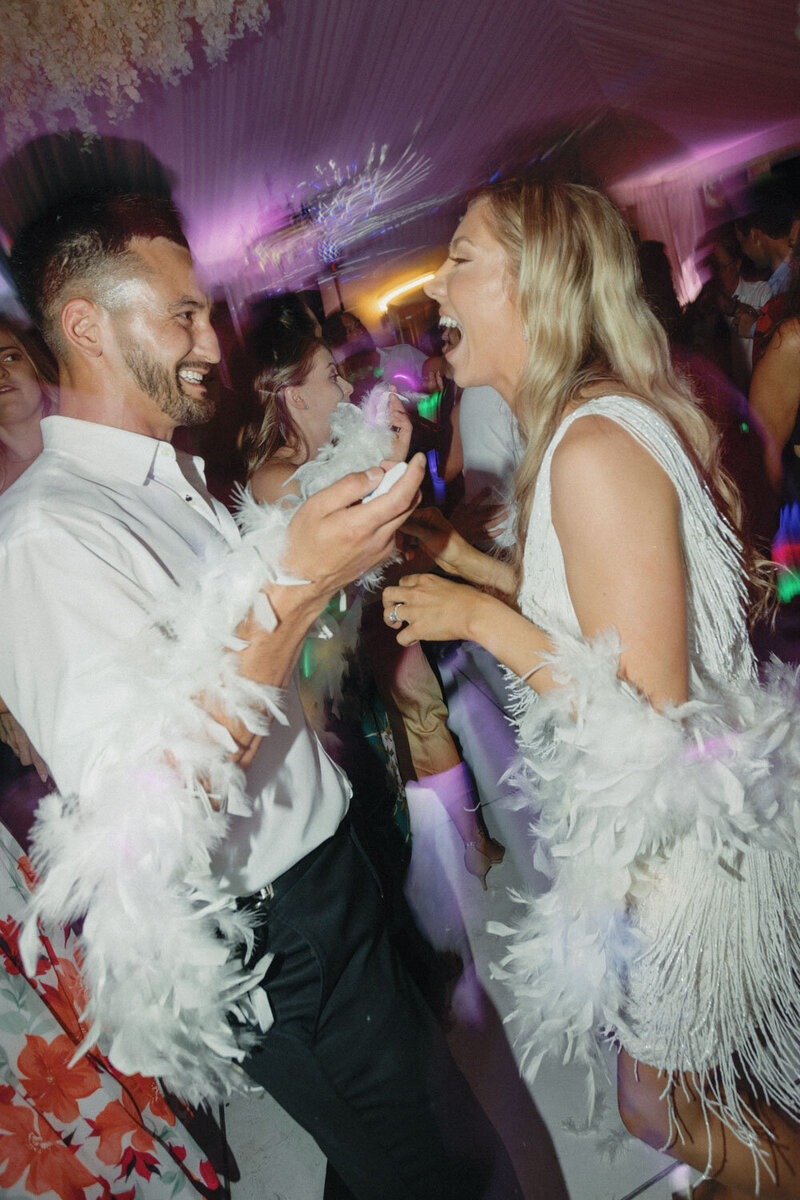 Bride and groom on their wedding party