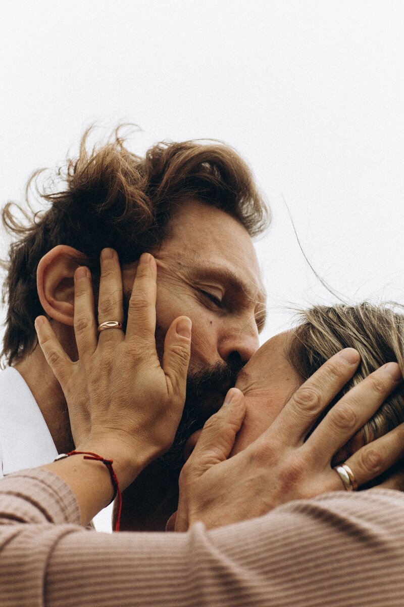 Intimate couple in love kissing