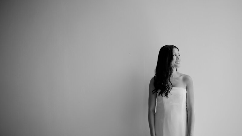 A bride in her white wedding dress.