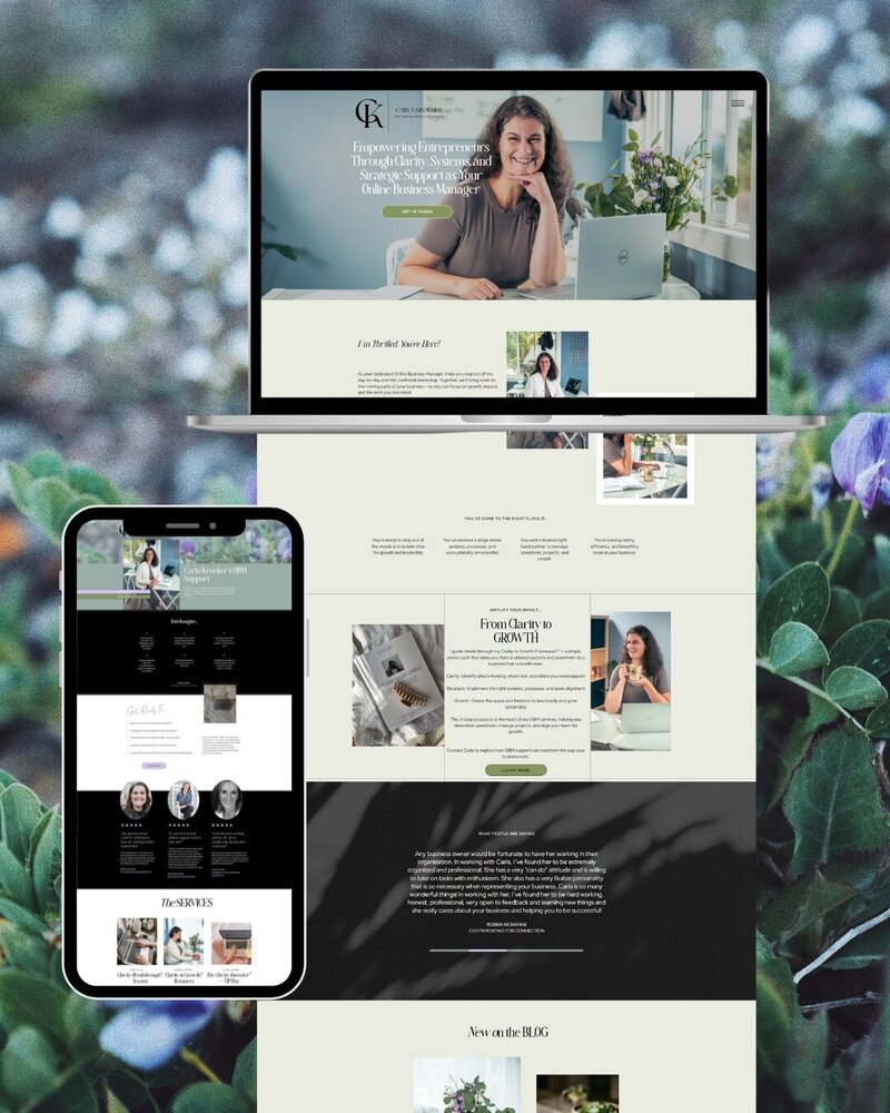 carla kroeker obm website design mockup