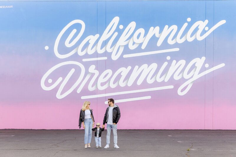 family photography at the LA California Dreaming mural