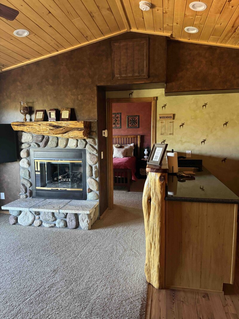 Ground view of a gorgeous stone chateau in a forest. 