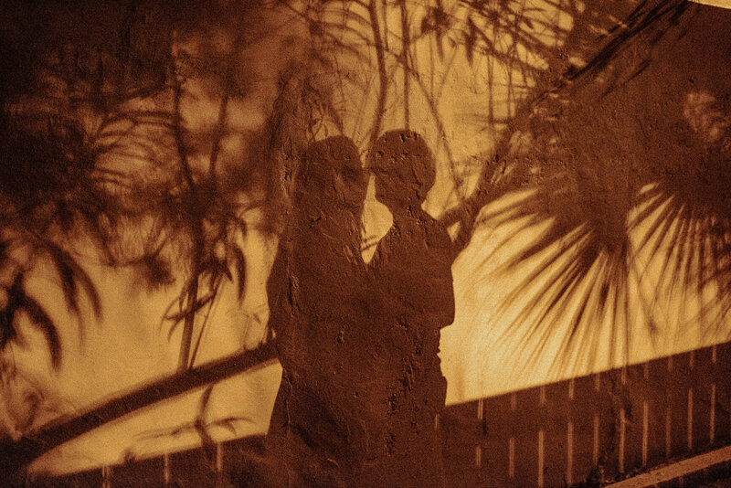 engagement photos at night in downtown Saint Augustine Florida