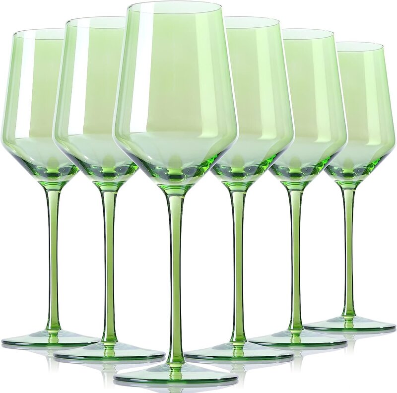 green wine glasses set