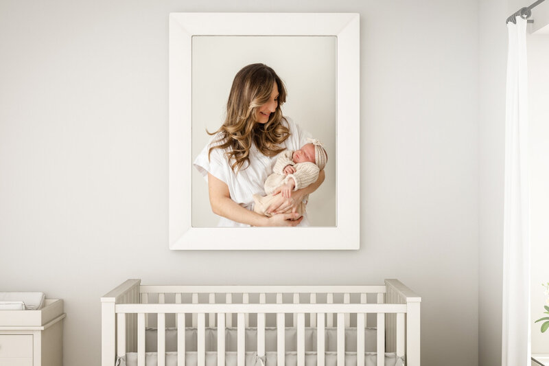 newborn photograph of a baby boy displayed in his kelowna bedroom