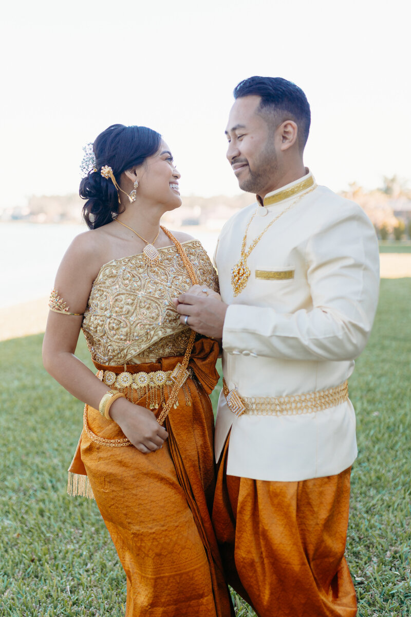 Bride and Groom in Traditional Khmer Wedding Ceremony Rituals | Khmer Wedding Photographer, Phavy Photography