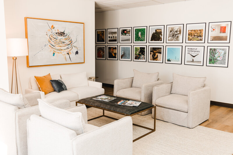 a table and chairs inside Dena Hein's Indiana therapy practice