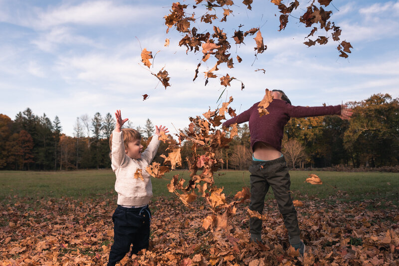 Concord Family Photo kids throwing leaves