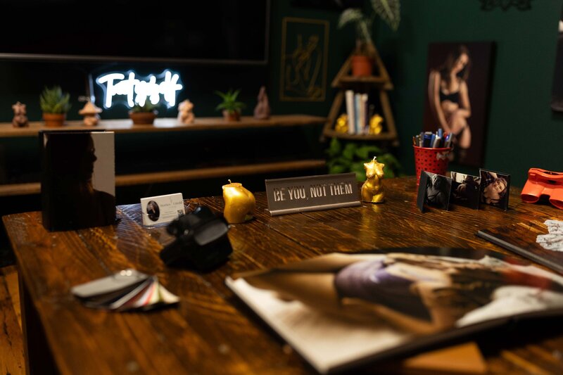 desk set up at stories untold studio