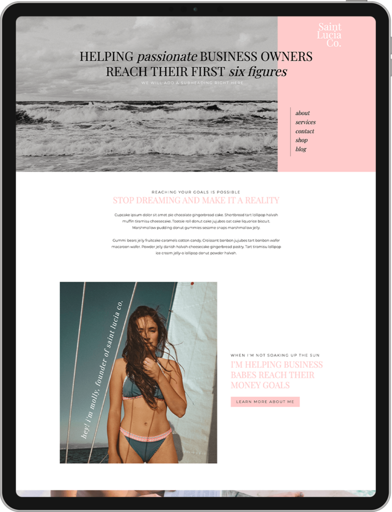 Business coach website template for Showit