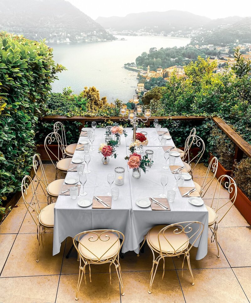 table for dinner overlooking lake como