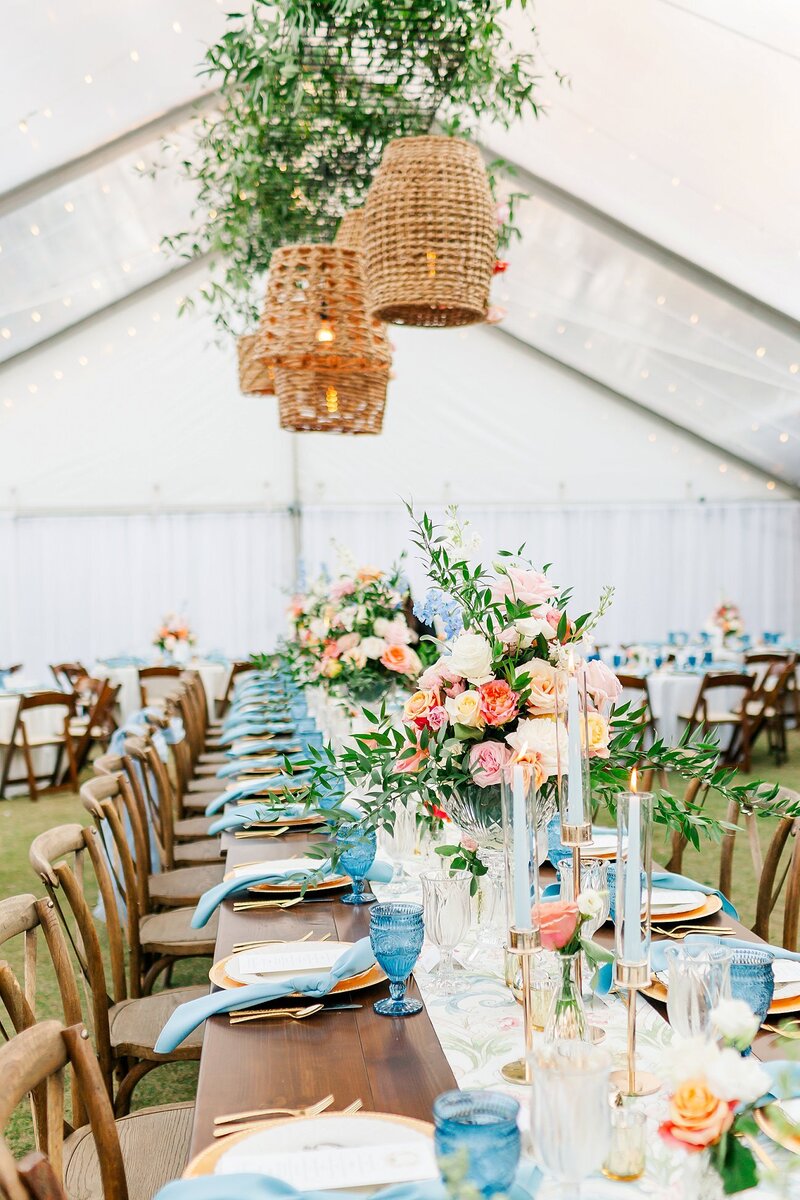 Beautiful table setting at fall wedding reception | Columbus, GA Wedding Photographer Amanda Horne