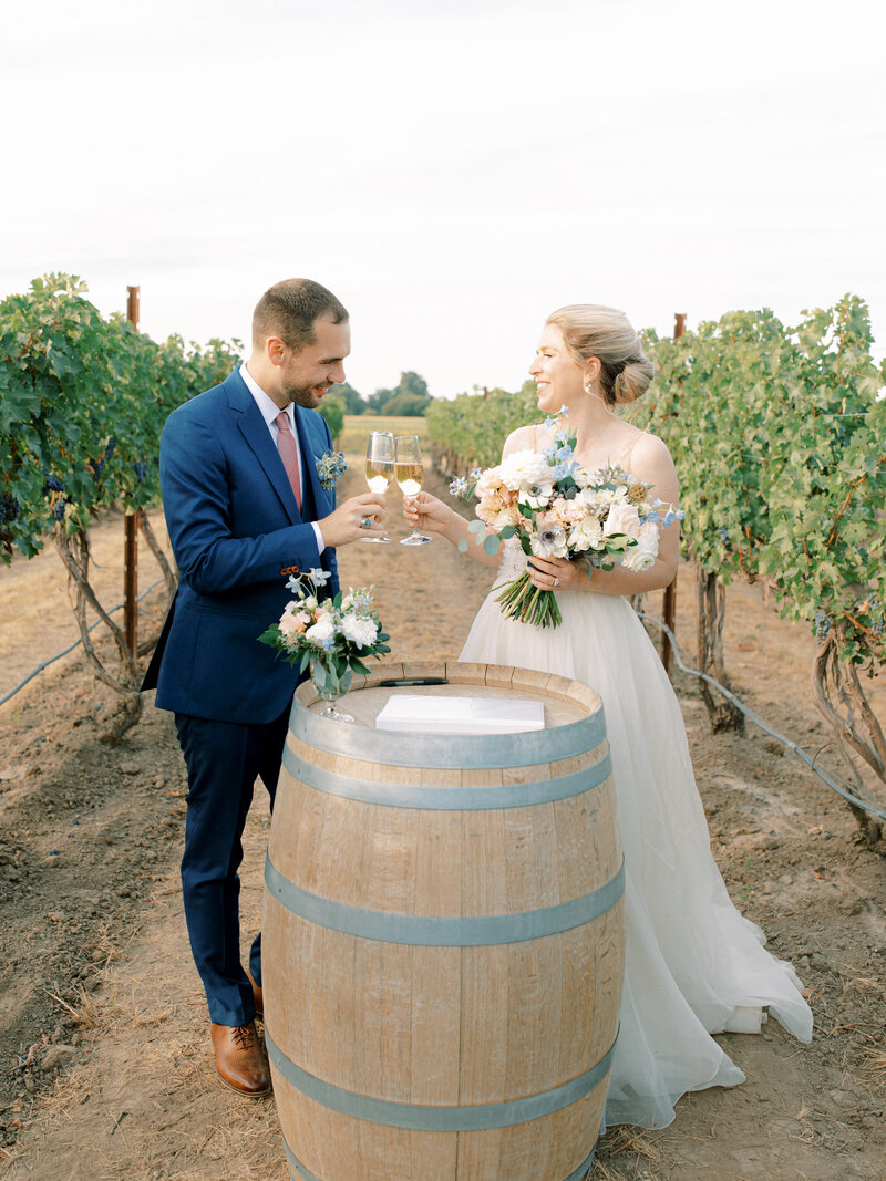 Father walking bride down the aisle at Kinhaven Winery Wedding