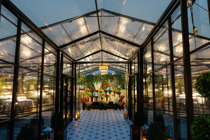 Custom tented reception at Brook Hollow Golf Club