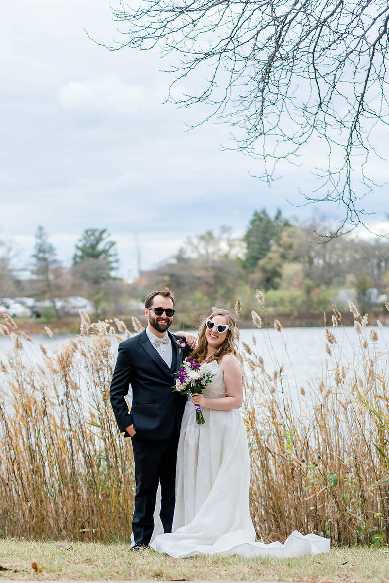 Modern Jewish Wedding Photography of Bride in Traditional Wedding gown and Flowers in Chicago