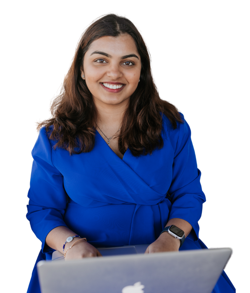 image of Maria John in blue dress