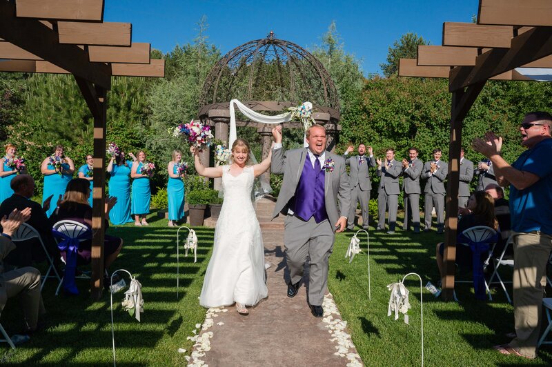 Bride and Groom during sparkler exit at Oak Hills Reception and Event Center