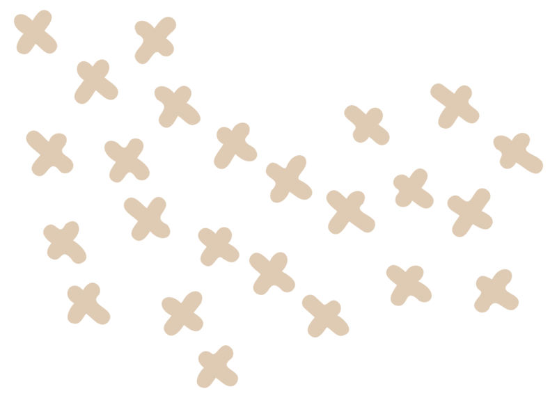 Abstract graphic art, a large cluster of small crosses are grouped together