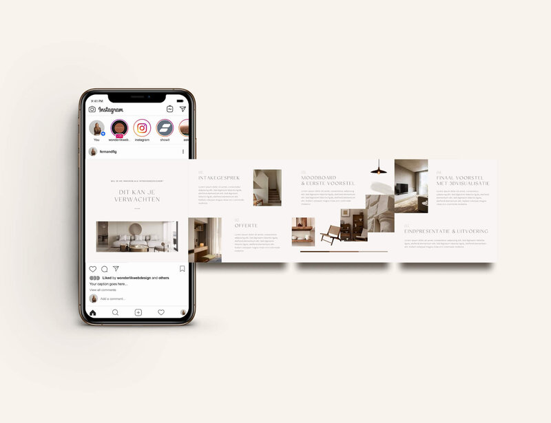 Neutrale Instagram templates voor interieur ontwerpers