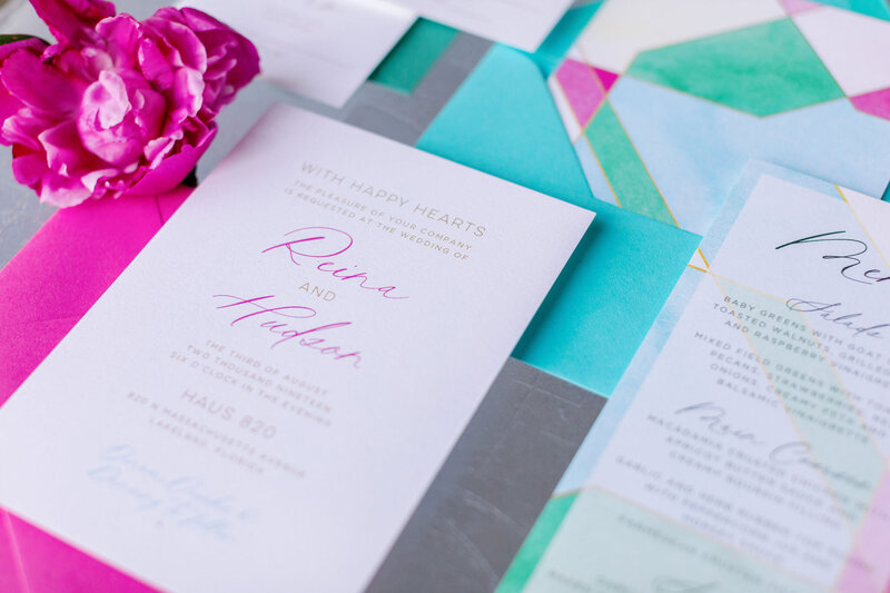 Colorful wedding invitations
