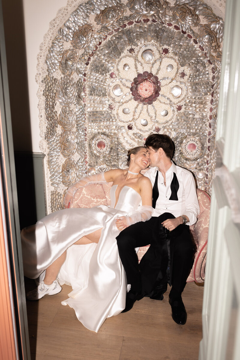 Direct flash couple portrait at Kin House, Wiltshire